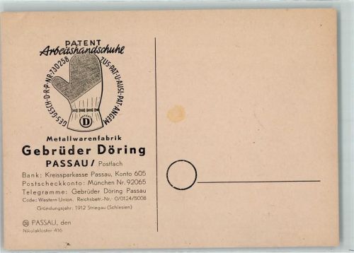 Passau Postkarte Metallwarenfabrik Döring