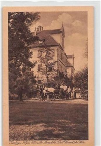 Kisslegg im Allgäu. Fürstlich Wurzach´sches Schloss mit Pferdekutsche gelaufen. Gute Erhaltung.