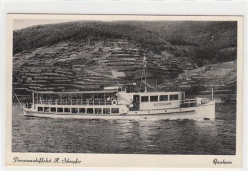 Ginsheim, Personenschiffahrt H. Schrepfer. Schiff Deutschland ungelaufen Sehr gut erhalten.