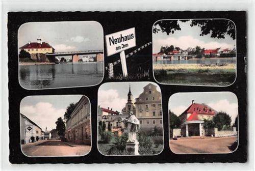Neuhaus am Inn mit Straßenpartie und Brücke gelaufen. Gute Erhaltung.