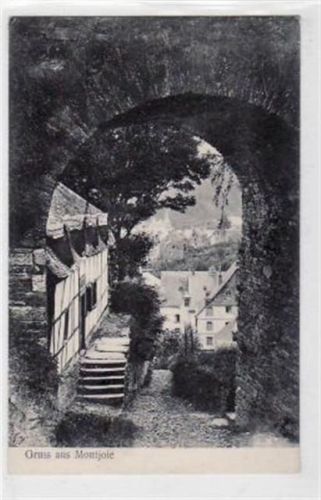 Monschau Monschau Montjoie mit Teilansicht gelaufen von 1907. Leichter Bug oben rechts, leichter Stempeldurchdruck, sonst gut erhalten