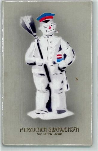 1916 WK I Neujahr Soldat als Schneemann AK