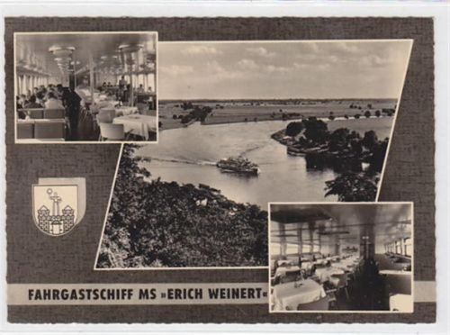 Magdeburg Magdeburg mit Fahrgastschiff MS " Erich Weinert ". Karte beschrieben Leichter Schiftdurchdruck, sonst gut erhalten