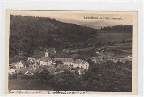Schäffern in Oststeiermark. Gesamtansicht gelaufen, 1926. Gute Erhaltung.