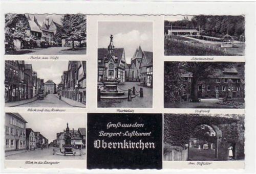 Obernkirchen, 7 Abbildungen mit Marktplatz und Stiftshof gelaufen, 1959. Gute Erhaltung.