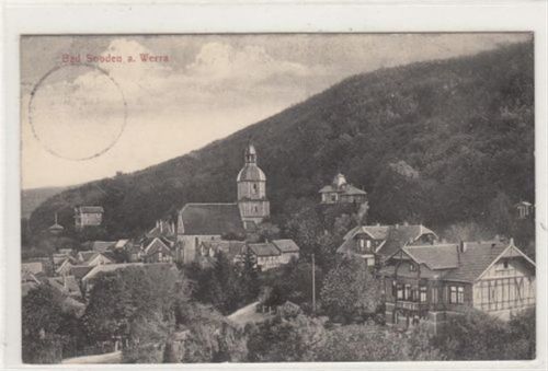 Bad Sooden-Allendorf Bad Sooden an der Werra. Kirche und Umgebung gelaufen, 1912. Leichter Schrift- und Stempeldurchdruck, sonst gut erhalten