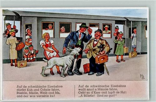 Schwäbischer Kunstverlag Serie 145 Bild 2 - Schwäbische Eisenbahn Ziege AK