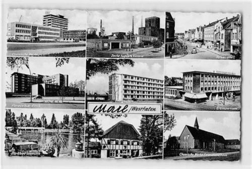 Marl mit Chemische Werke und Zeche Auguste Viktoria gelaufen. Leichter Stempeldurchdruck, sonst gut erhalten