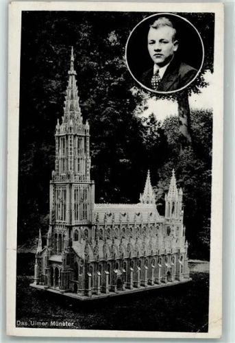 W7900 Ulm , Donau Ulmer Münster Modell wurde von dem Erwerbslosen Paul Gansen a. Oberbieber aus Holz AK Rekord