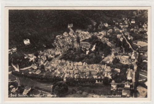 Bad Sooden-Allendorf Bad Sooden - Allendorf. ein Originale - Fliegeraufnahme von 1939 gelaufen, 1939. Leichter Schrift- und Stempeldurchdruck, leicht bügig, sonst gut erhalten