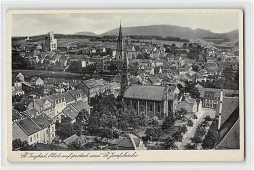 St. Ingbert. Blick auf protest. und St. Joselfskirche ungelaufen leichte Eckabschürfungen, Rückseite leicht fleckig, sonst gut erhalten