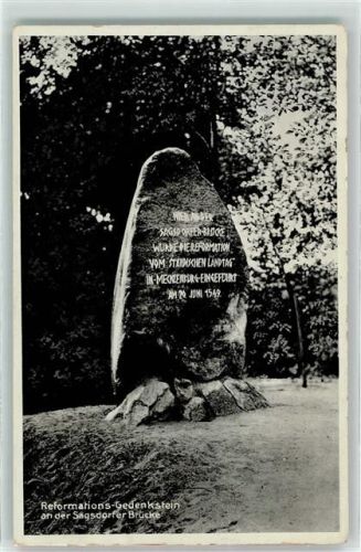 Sagsdorf 1933 Reformations-Gedenkstein an der Sagsdorfer Brücke AK