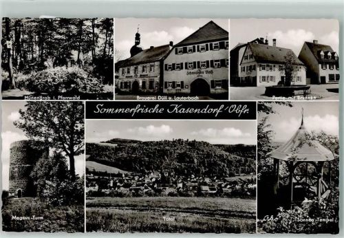 Kasendorf Hünengrab Magnus-Turm Brauerei Düll u. Lauterbach Gasthaus Schwarzes Roß Sonnen-Tempel Brunnen