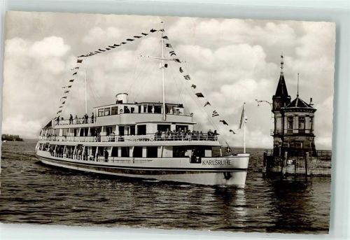 Konstanz Hafeneinfahrt Fahrgastschiff Karlsruhe AK