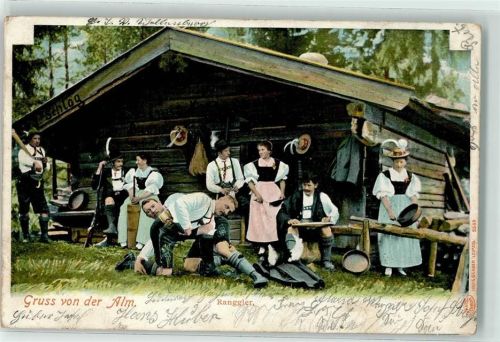 1903 Gruss von der Alm Ranggler Volkstum AK