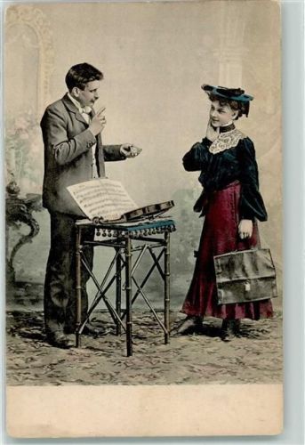 1899 BKWI Serie 513-1 Musikunterricht Geige AK