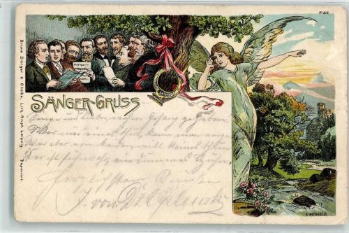 Verlag Bruno Bürger u. Ottillie Nr. 642 Sänger Gruss Engel sign. A. Michaelis