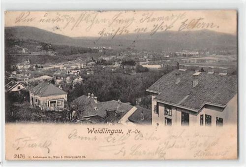 Wien-Weidlingau. gelaufen. Ecken mit Albumabdrücken, leichter Stempeldurchdruck, leicht fleckig, sonst gut erhalten