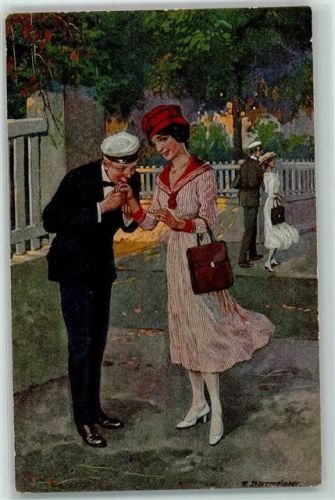 Glückliche Jugend Handkuss Flirten Poesie / Liebe AK