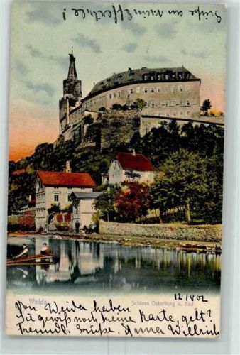 Weida 1902 Schloss Osterburg Bad Ruderboot