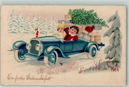 1932 Weihnachten Tannenbaum Pakete Kinder AK