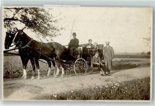 Ausflug Zweispänner AK Kutsche 1928 Privatfoto AK
