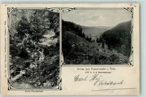 Schmiedefeld 1914 Bahnpost Ilmenau Themar Zug 1862 12.4.1914 Fraubachstal