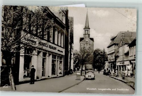 Wunstorf Langestraße und Stadtkirche Oldtimer Fahrrad LKW