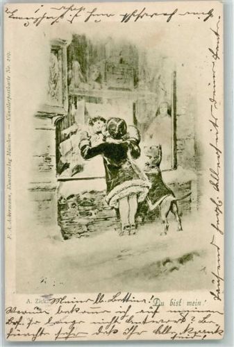 1900 sign. A. Zick Verlag Ackermann Nr. 219 Kind im Spiegelbild