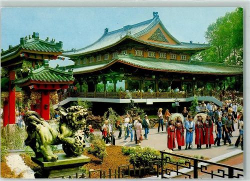 50321 W5040 Brühl , Rheinl - Phantasialand Gasthaus Chinatown Chinesische Tracht Skulptur Drache