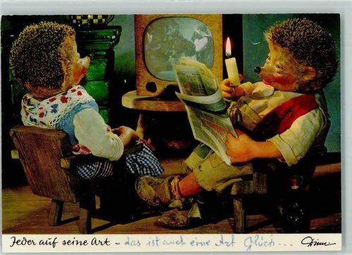 1980 Fernseher Zeitung lesen AK