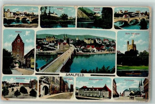 Saalfeld 1917 Schloss Obernitz Saaltor Brücke Saale Hohe Schwarm Marktplatz Darrgasse Mädchenschule Kutsche