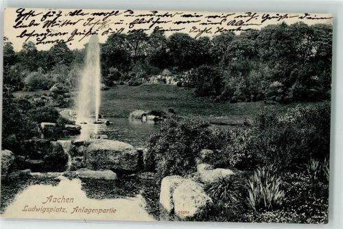 Aachen 1908 Ludwigsplatz Parkteich Wasserfontaine