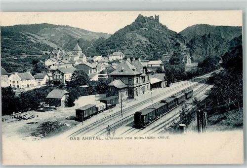Altenahr Schwarzem Keuz Bahnhof Personenwaggons Langholzstämme
