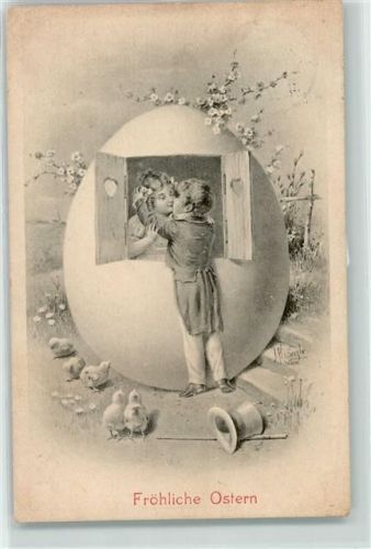 1909 Haus aus einem Osterei Kinderpoesie Küsse Verlag TSN Serie 4007-1