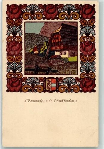 1919 Bauernhaus in Oberkärnten sign. Bot , Franz - Deutschnationaler Verein Österreich Nr. 36 Rückseite Kosmopolit Stempel