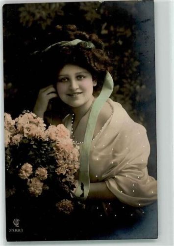 1910 Frauenschönheit mit Rosen handcoloriert Serie 2388-1 AK