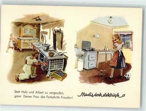 Frankfurt Serie Bild 1 Mach es doch elektrisch in der Küche , Werbung , Beratungsstelle für Elektrizitätsanwendung