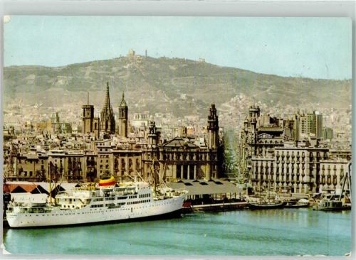 Barcelona Hafen Kathedrale via Layetana und Hauptpostamt Passagierschiff