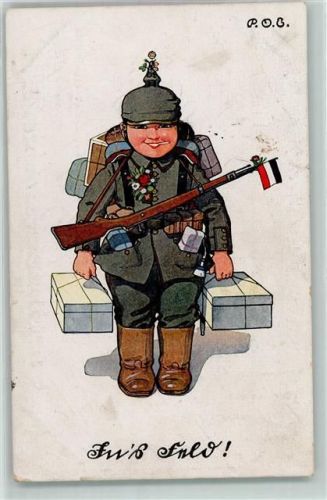 1916 WK I Kind in Un iform "ins Feld der Rekrut"