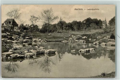 Aachen 1912 Ludwigsplatz Park Teich