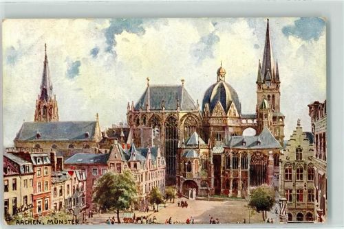 Aachen Münster Oilette Pferdewagen Litfaßsäule Serie Deutscher Städte 178B