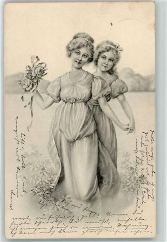 1909 Serie 448-2 Frauen mit Rosen AK