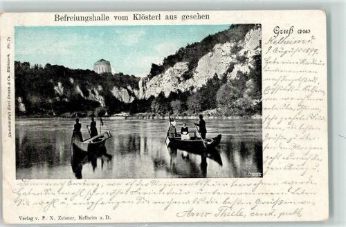 Kelheim 1899 Befreiungshalle Consee Boote