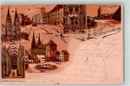Regensburg 1902 Regensburger Dom St. Emmerans Kirche Moltke-Platz Römerturm