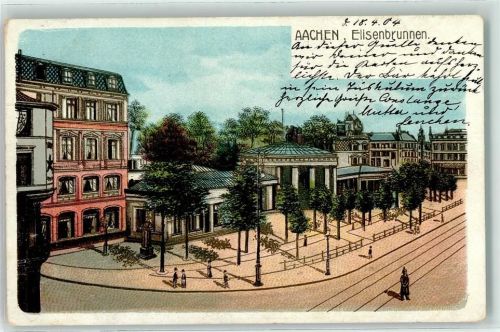 Aachen 1904 Elisenbrunnen Mann Hut Uniform