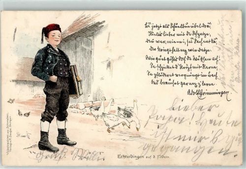 Echterdingen 1904 Gedicht von Wolfgrimminger Gänse sign. Glanck