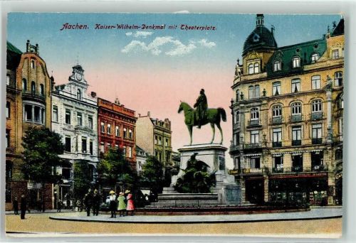 Aachen Kaiser-Wilhelm-Denkmal Theaterplatz Kinder Uniform Pickelhaube Cafe Gasthaus Bristol