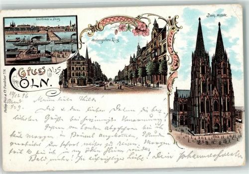 Köln Altstadt-Nord 103 1896 Siffsbrücke u. Deutz Hohenzollern Ring Dom
