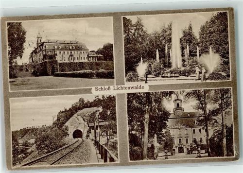 Niederwiesa 1918 Schloss Lichtenwalde Fontäne